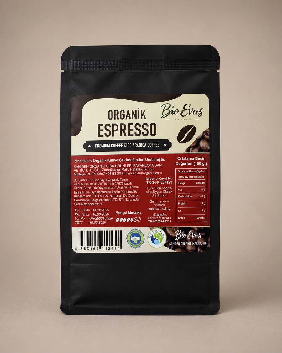 Organik Espresso 200 g öğütülmüş Arabica kahve