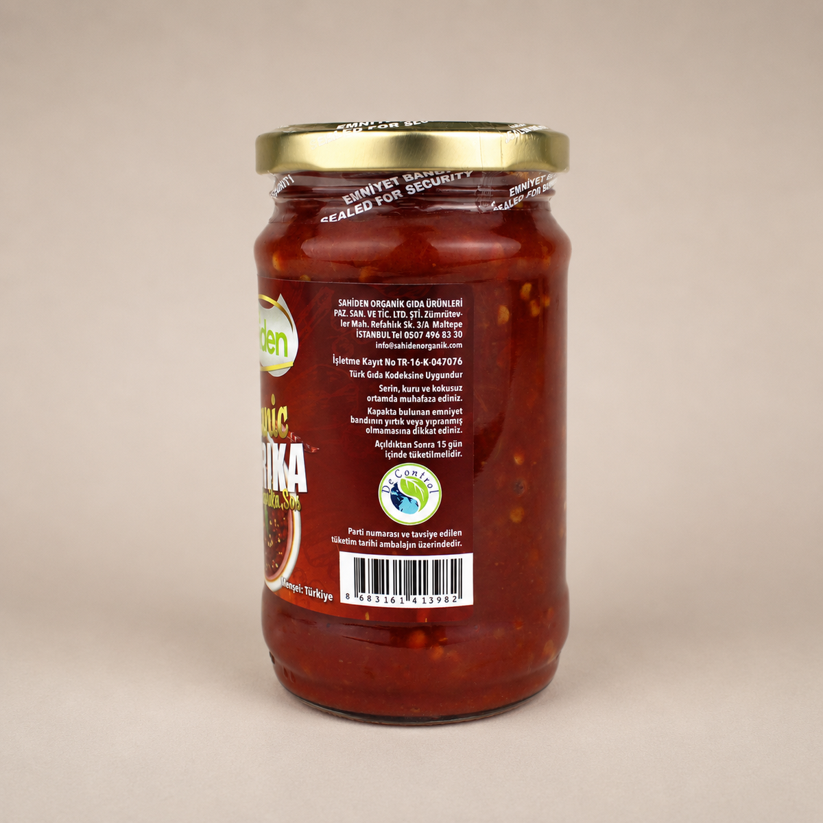 Organik paprika sos doğal içerikli