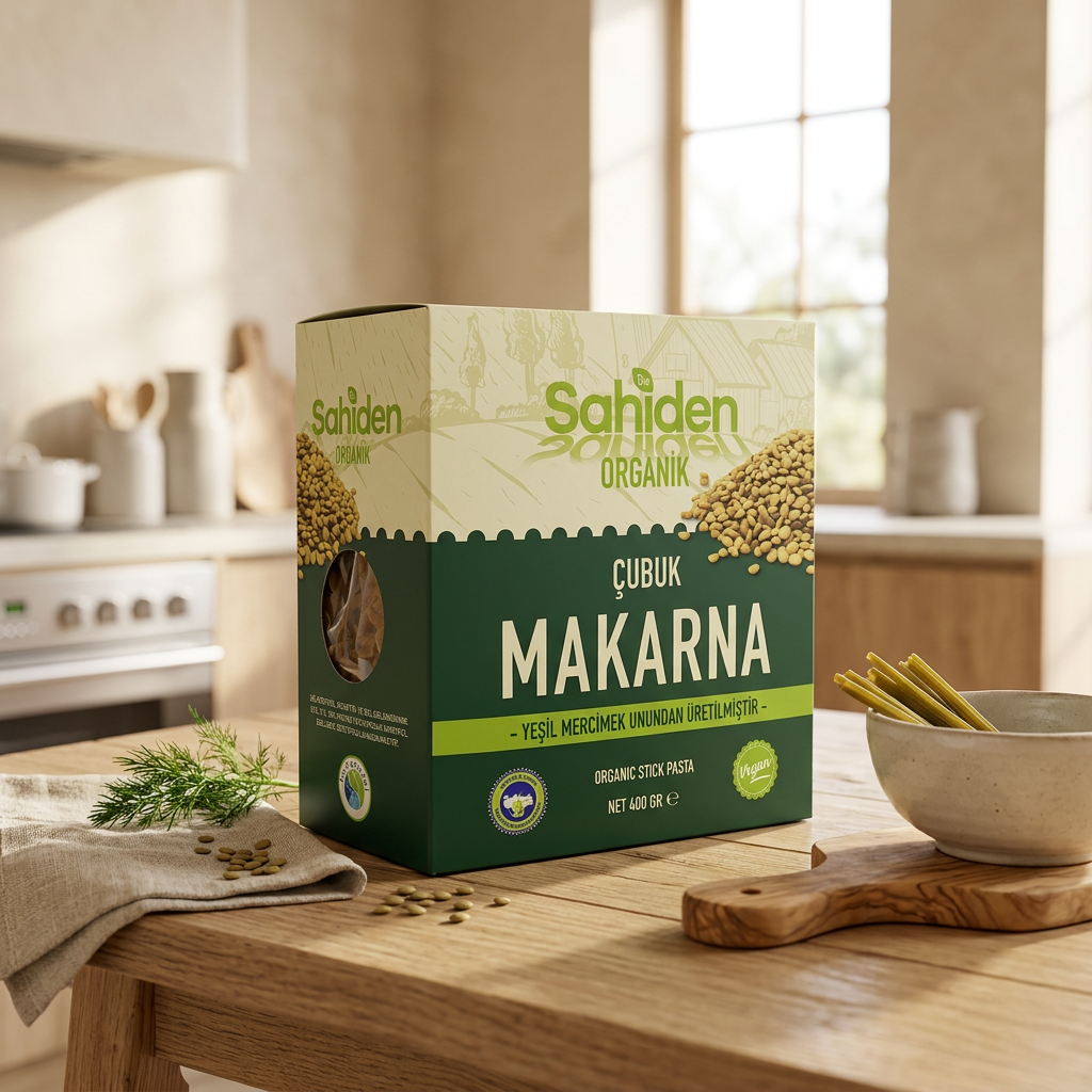 Yeşil mercimek unundan organik çubuk makarna