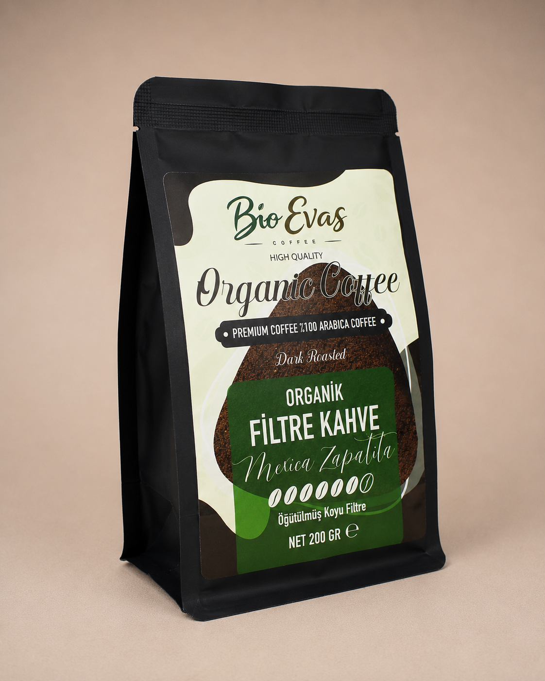 Filtre kahve makinesi için organik öğütülmüş kahve 200 g