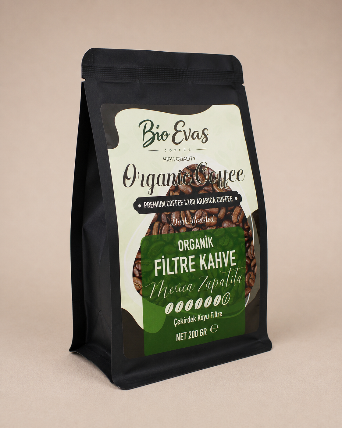 Organik Filtre Kahve 200 g çekirdek koyu kavrum