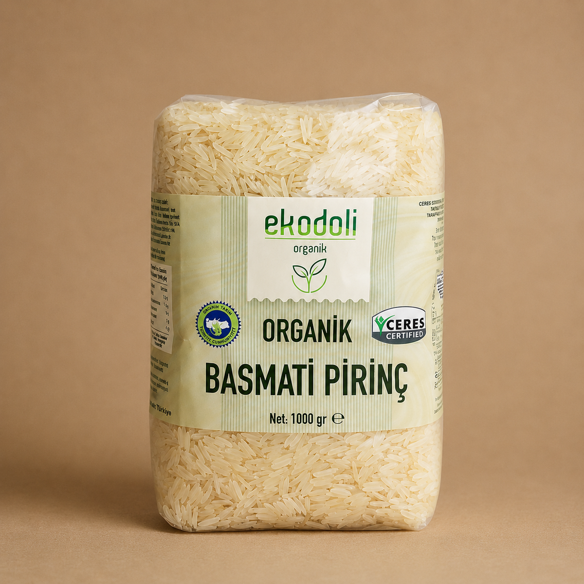 Uzun taneli organik Basmati pirinç taneleri