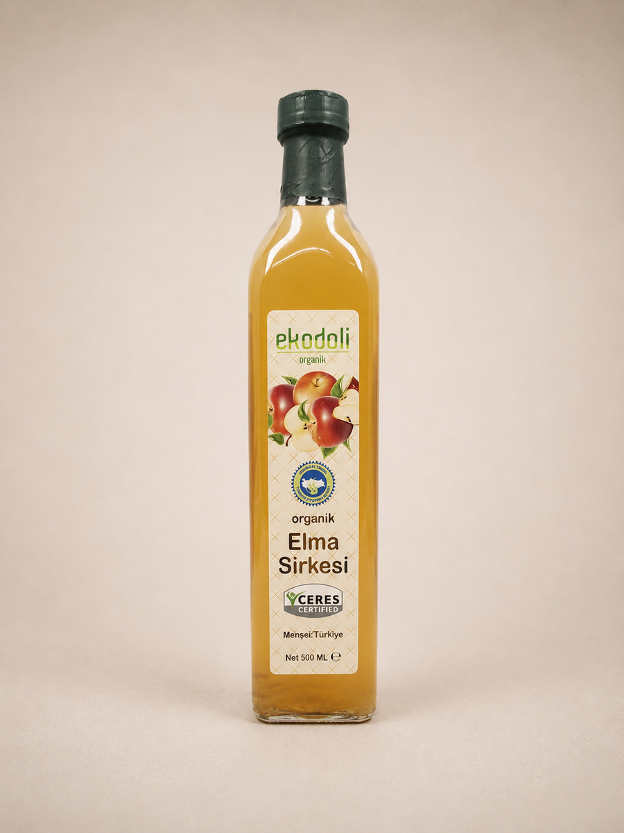 Doğal fermantasyonla üretilmiş organik elma sirkesi