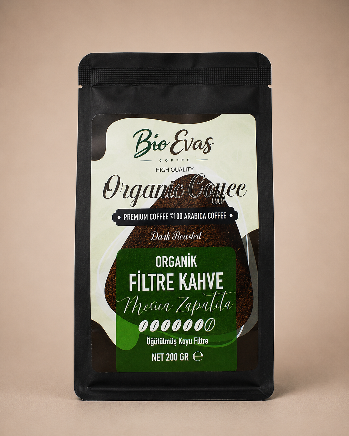 Kakao ve bitter çikolata notalı koyu kavrum filtre kahve fincanı.