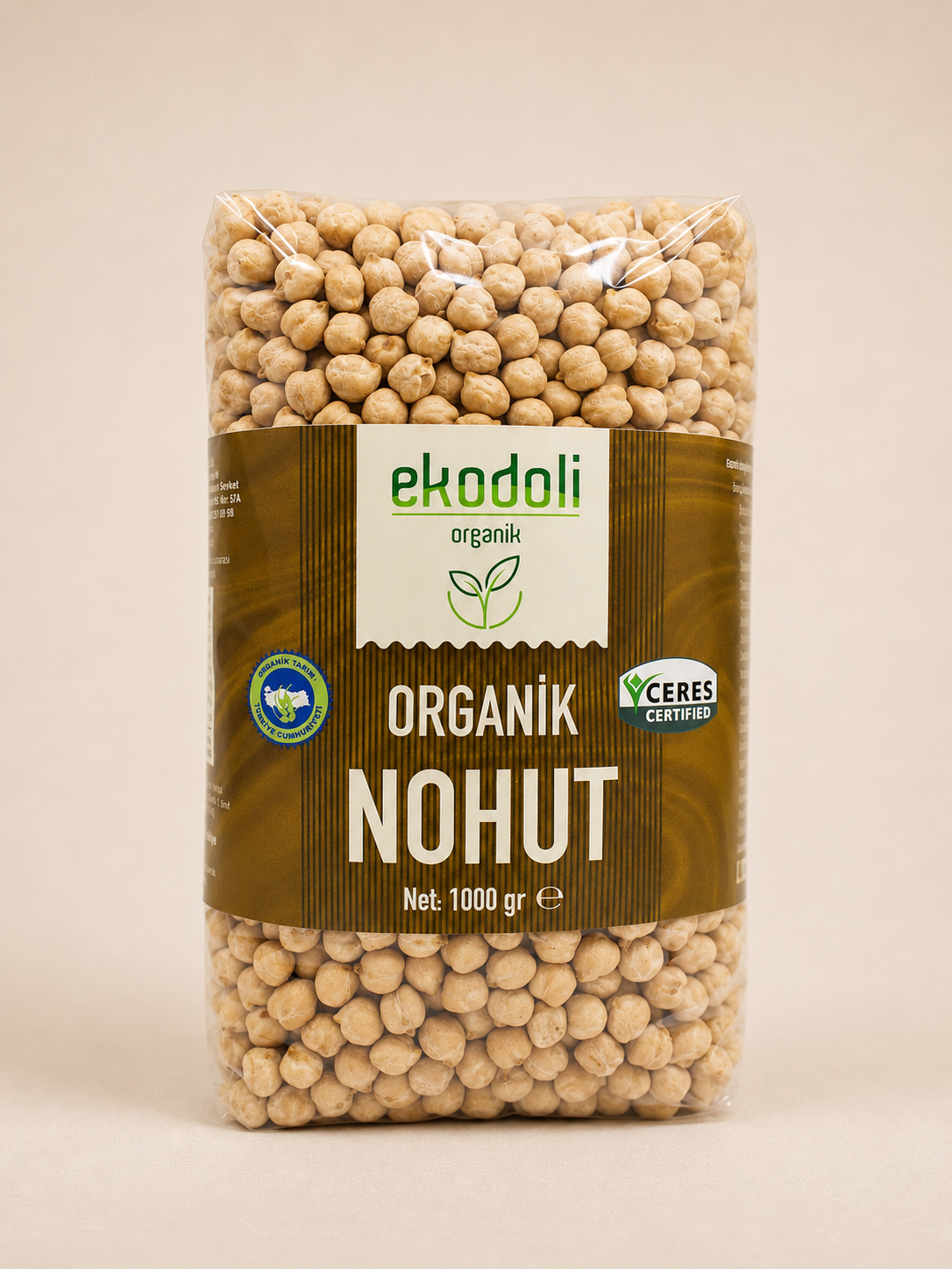 Organik sertifikalı kuru nohut taneleri