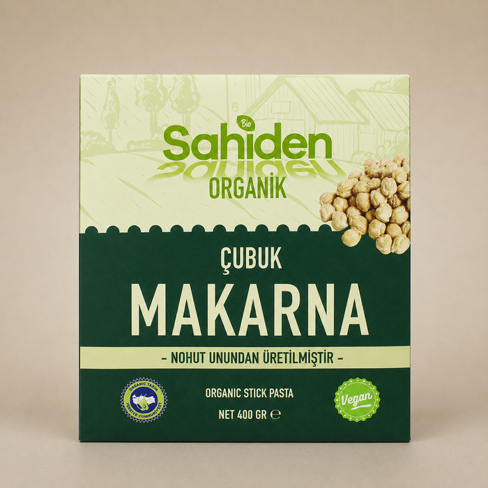 Vegan organik nohut unlu çubuk makarna