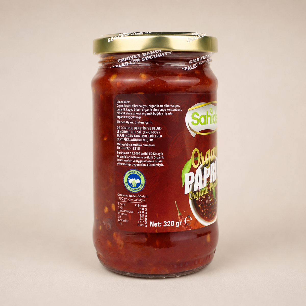 Organik Paprika Sos 320 g cam kavanoz