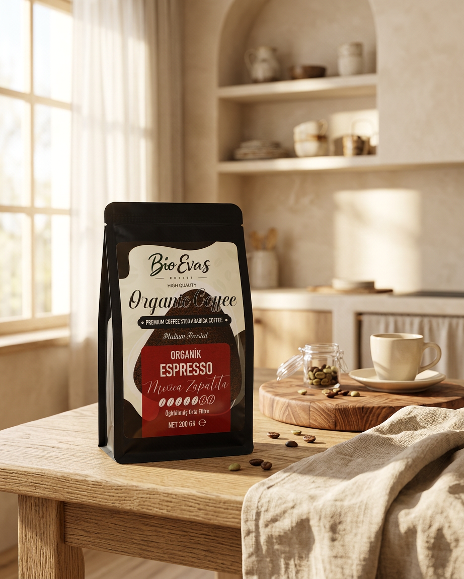 Bitter çikolata ve kavrulmuş fındık notalı organik espresso fincanı