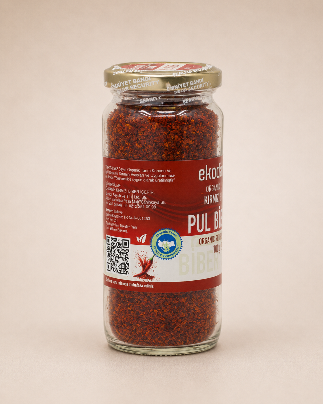 Organik baharat kırmızı pul biber ambalajı