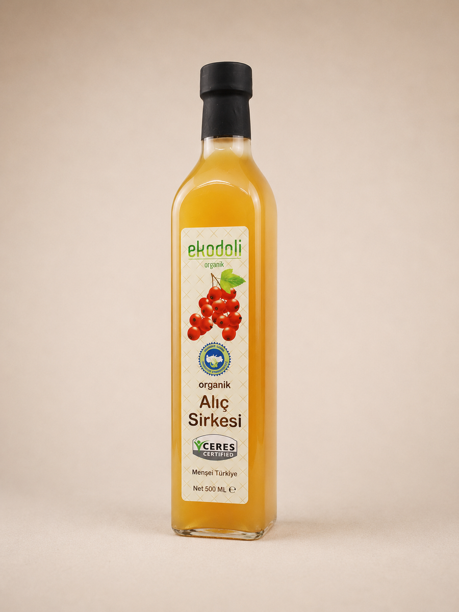 Siyah kapaklı cam şişede alıç sirkesi 500 ml