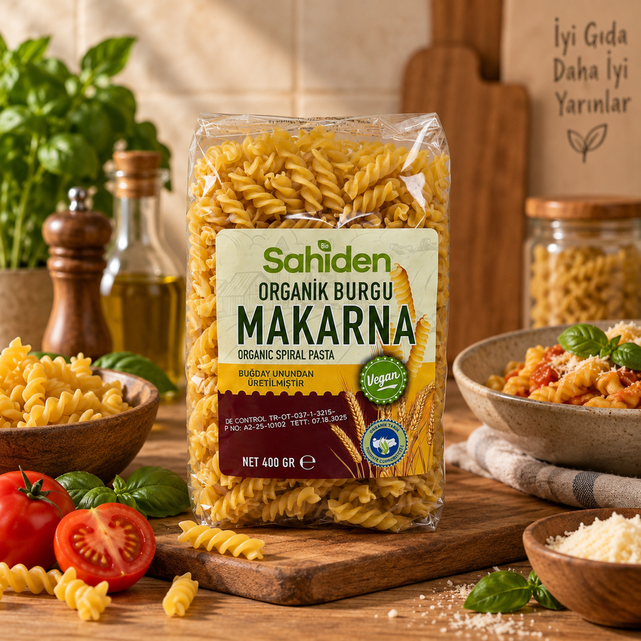 Sade organik burgu makarna paketi