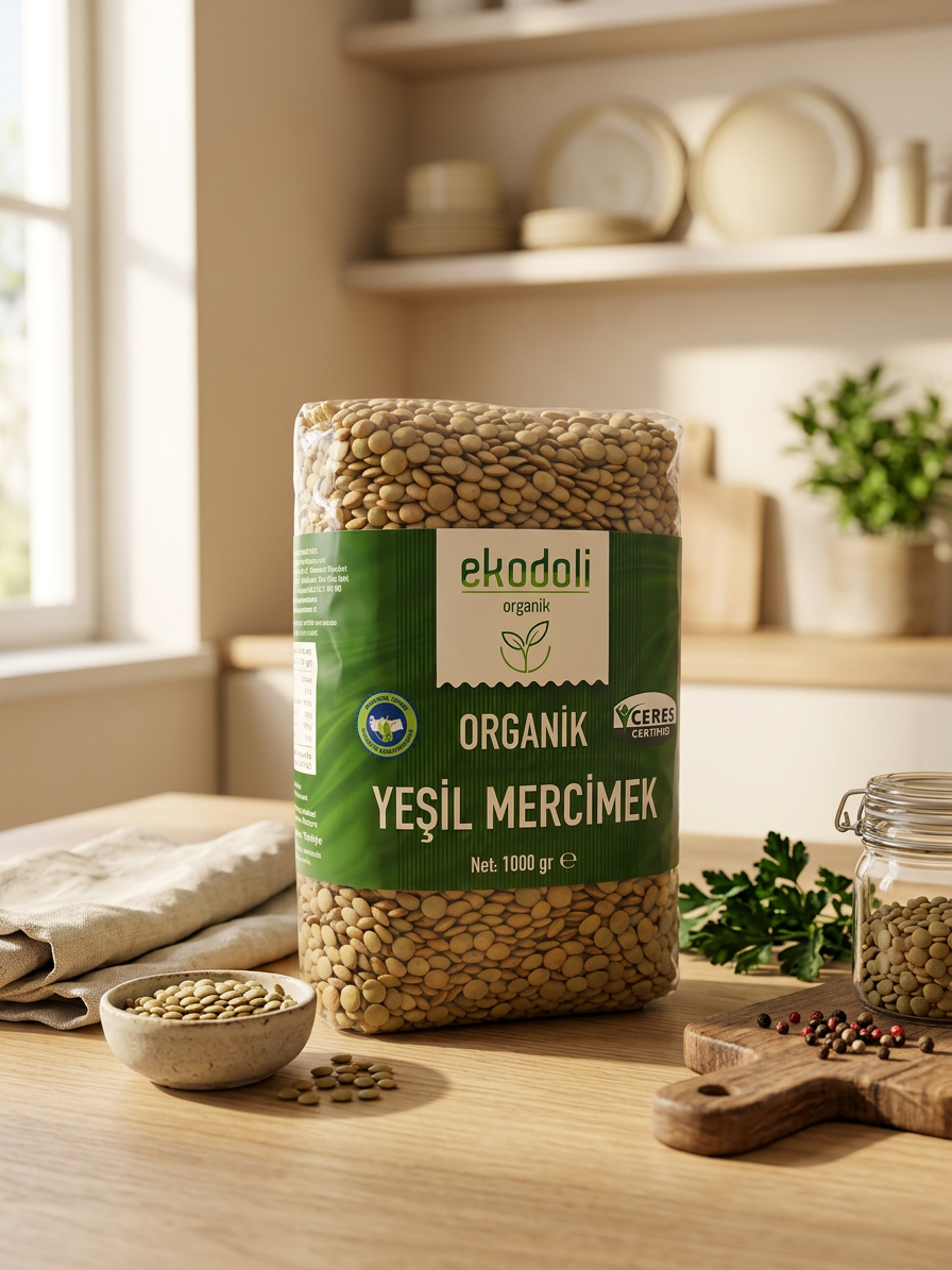 Yemek ve salata tarifleri için organik yeşil mercimek