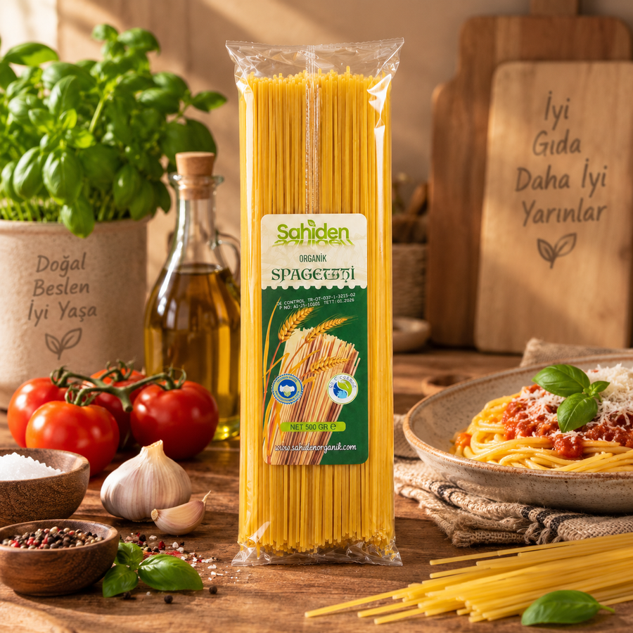 Organik durum buğdayı spagetti makarnası