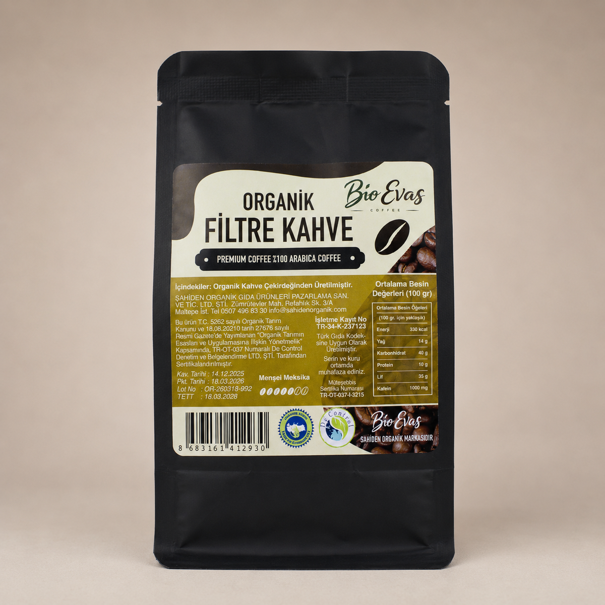 Organik Filtre Kahve Orta Kavrum 200 g çekirdek