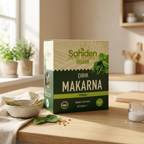 Organik buğday ve ıspanaklı makarna 400 gram