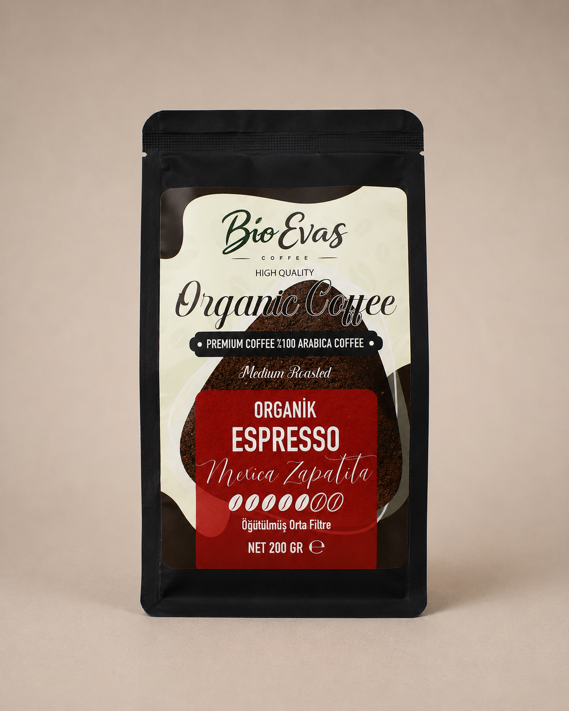 Espresso ve moka pot için organik öğütülmüş kahve